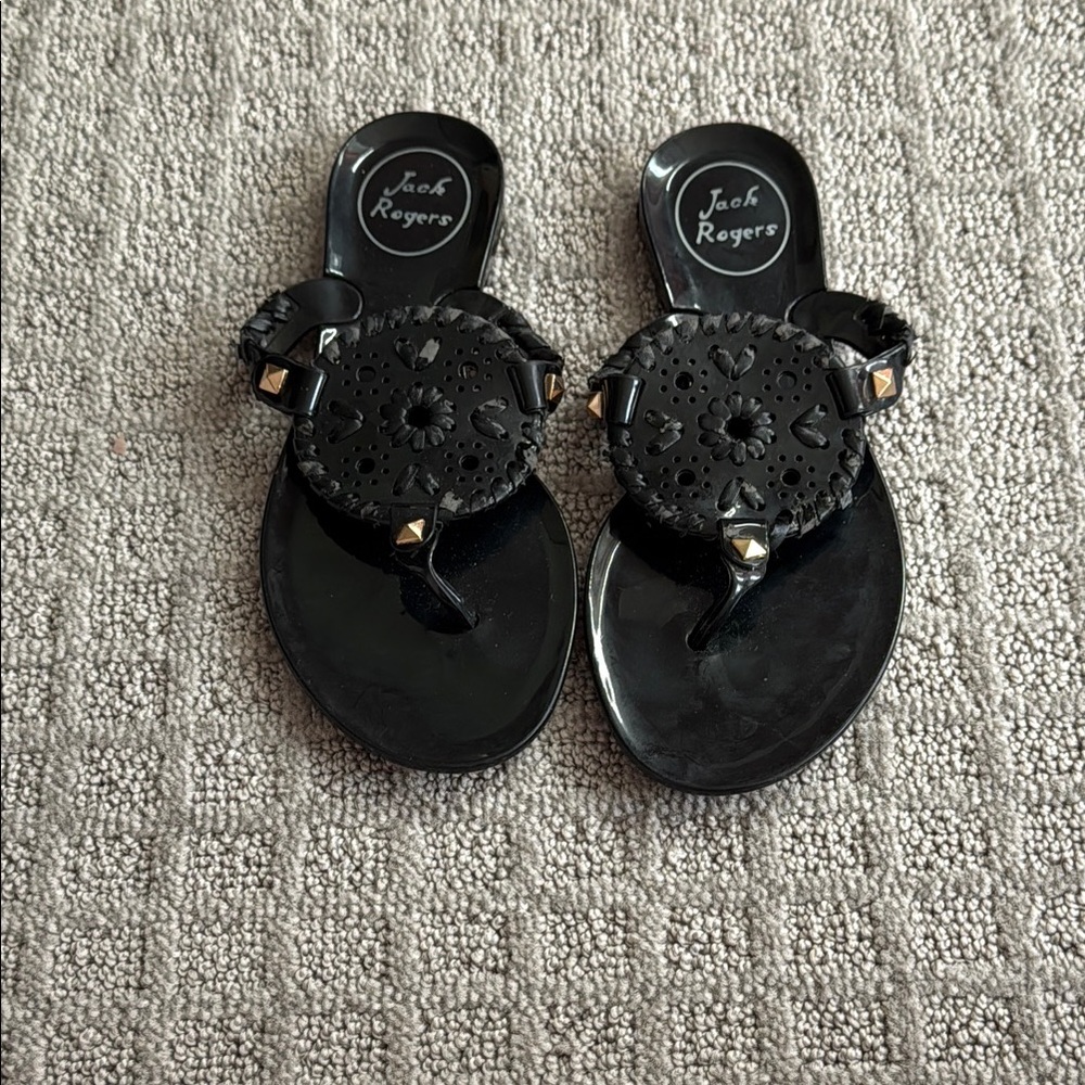 Jack Rogers Black Sandals Classic Thong Style